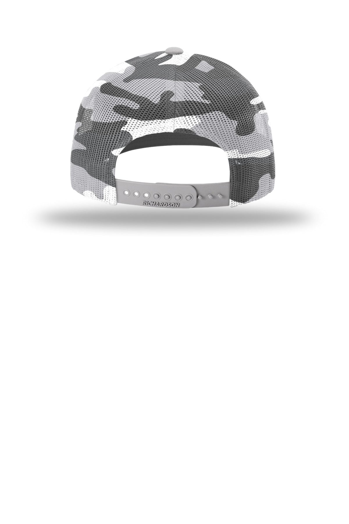 Richardson Printed Mesh Trucker - Silver/ Grey Camo - flat back