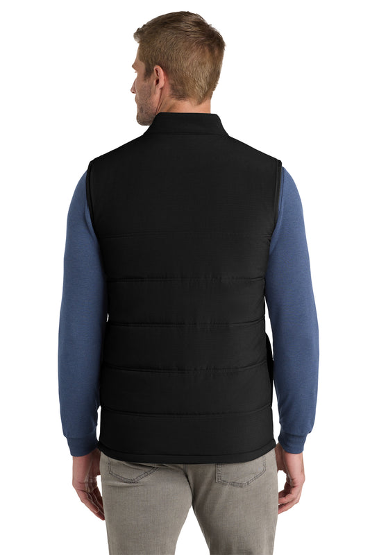 TravisMathew Cold Bay Vest in Black, back on model