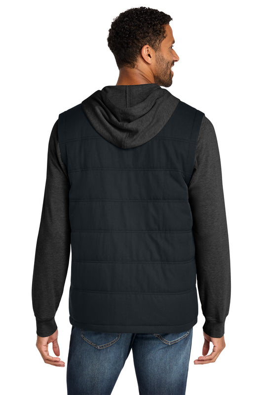 TravisMathew Tides Up Hooded Jacket in Black/ Black Heather, back on model