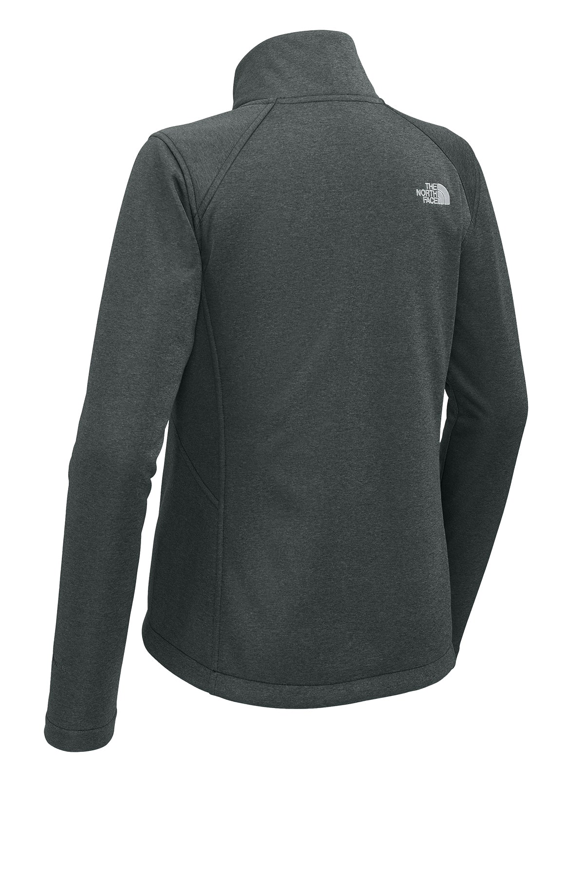 The North Face Women's Chest Logo Ridgewall Soft Shell Jacket in TNF Dark Grey Heather, back flat