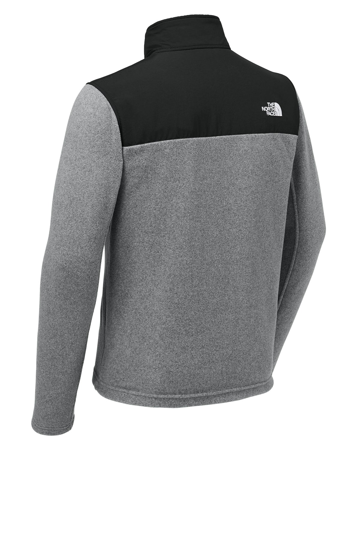 The North Face Highest Peak Full-Zip Fleece Jacket in TNF Medium Grey Heather/ TNF Black, back flat