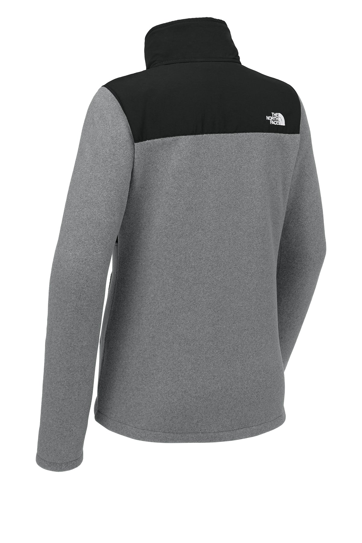 The North Face Women’s Highest Peak Full-Zip Fleece Jacket in TNF Medium Grey Heather/ TNF Black, back flat