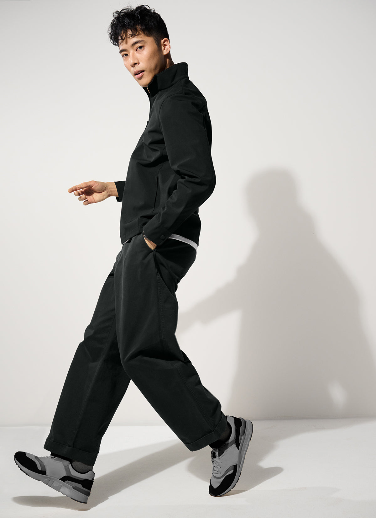 Mercer+Mettle Comfort Soft Shell Jacket in Storm Grey, view on model