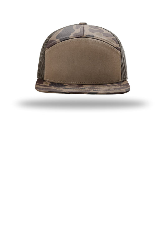 Richardson Printed 7-Panel Trucker - Bark Duck Camo/ Brown - flat front