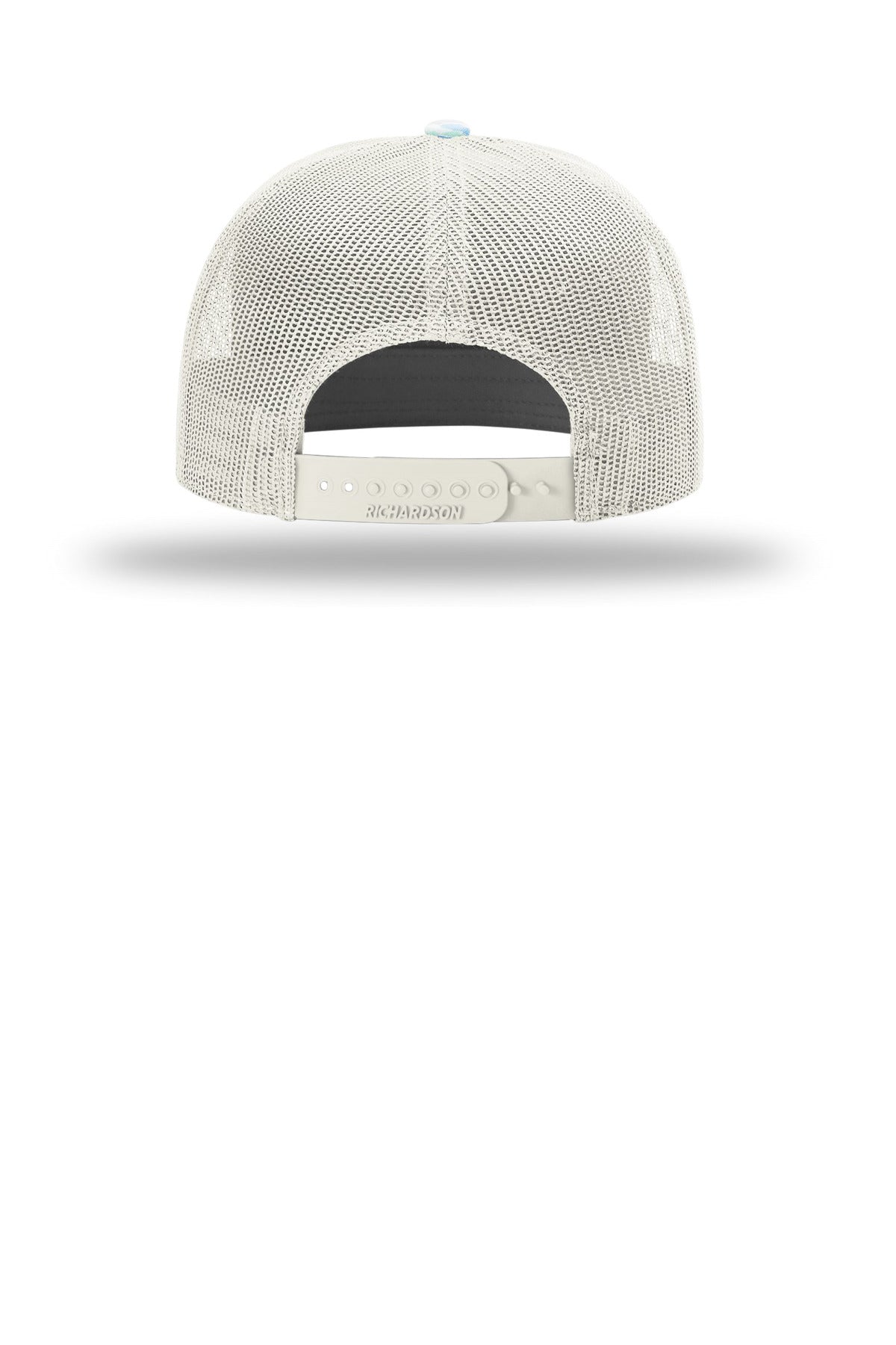 Richardson Printed 7-Panel Trucker - Saltwater Duck Camo/ Ice Grey - flat back