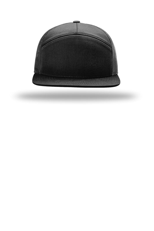 Richardson 7-Panel Trucker - Black - flat front