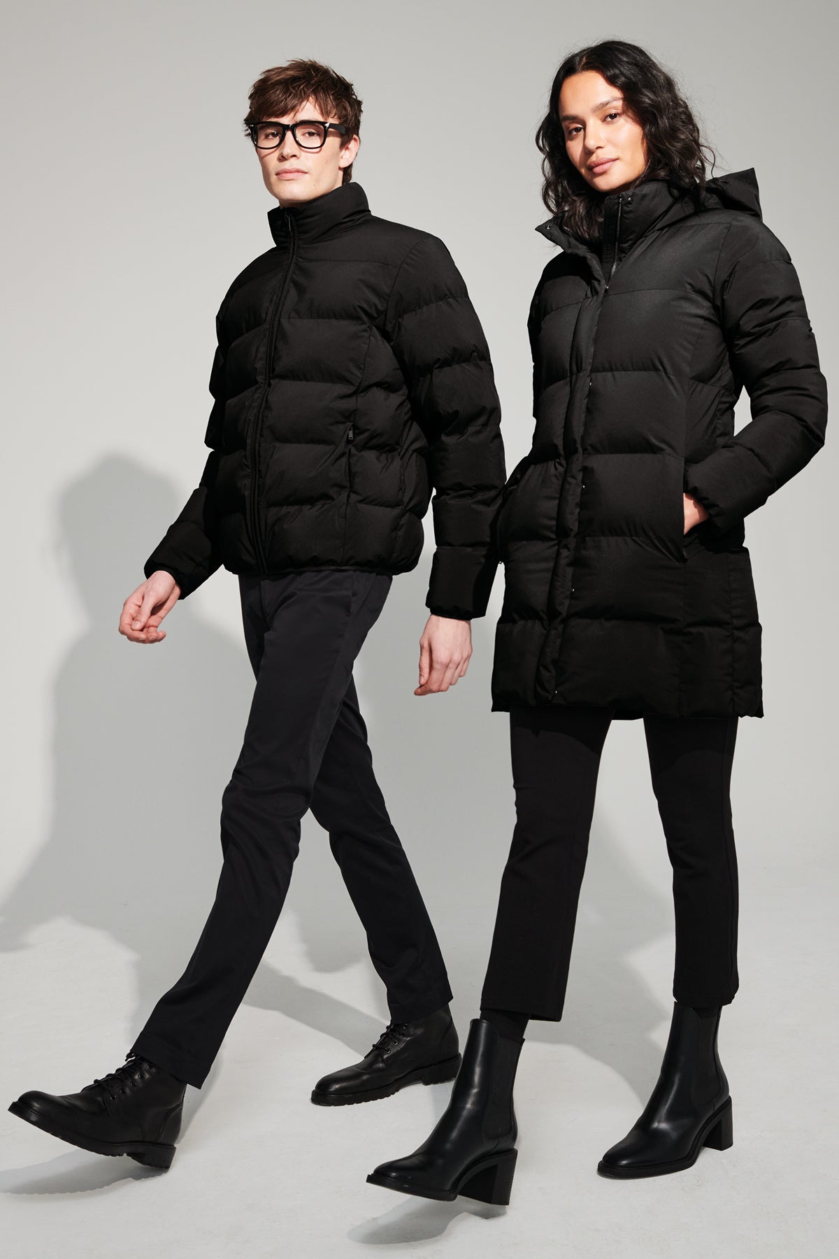 Mercer+Mettle Puffy Jacket in Townsend Green, view on model