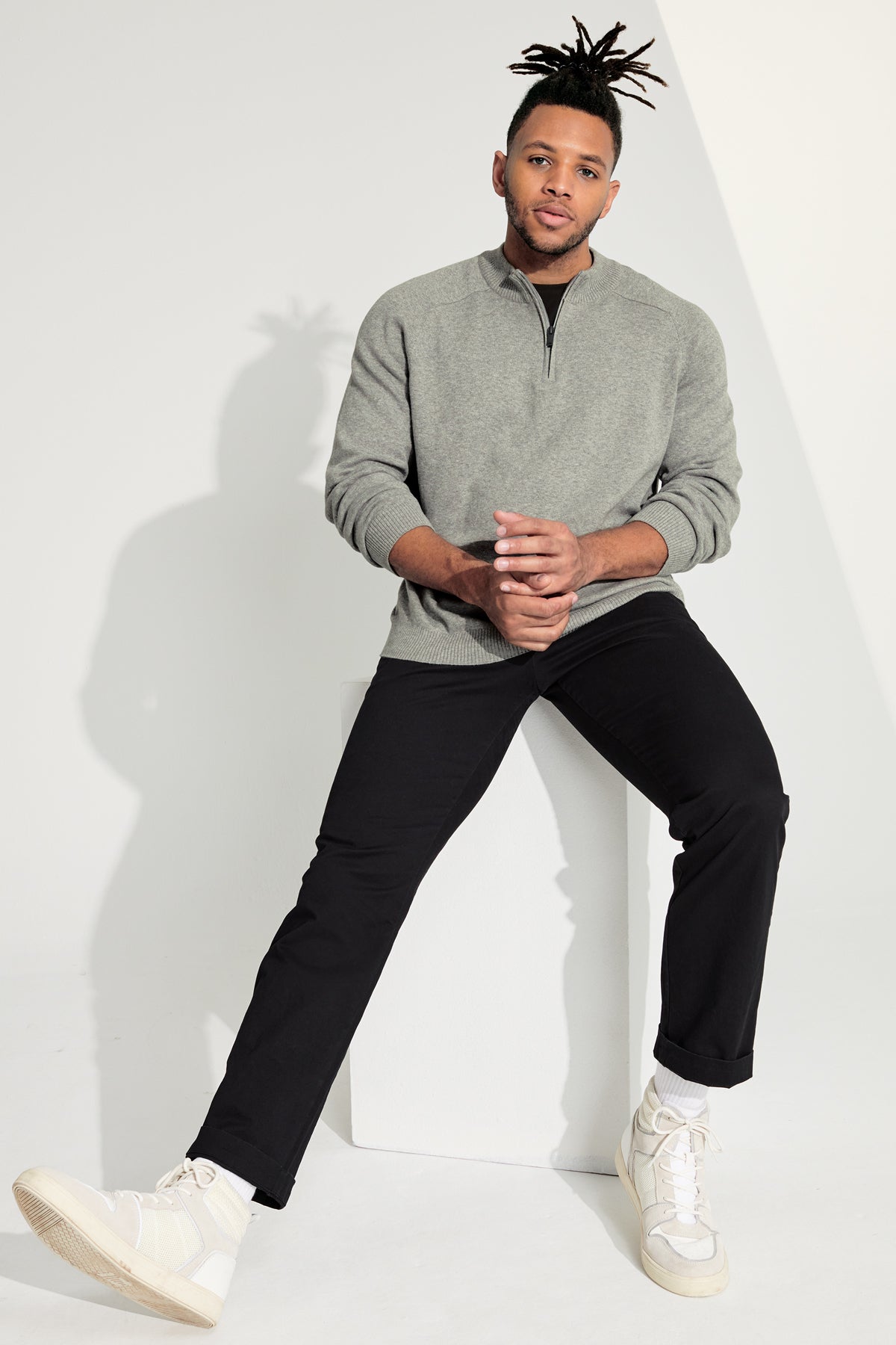 Mercer+Mettle 1/4-Zip Sweater in Insignia Blue, view on model