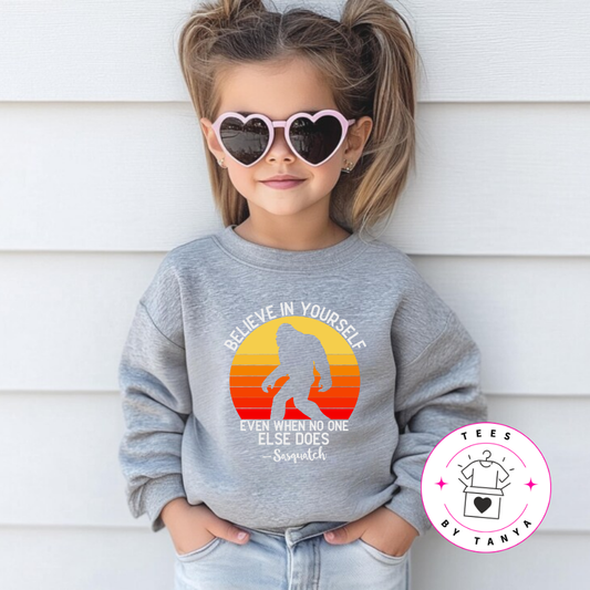 Youth Sasquatch Motivational Believe in Yourself Shirt