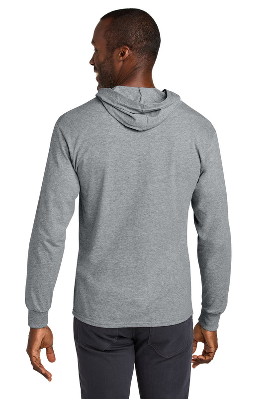 Jerzees Classics Unisex Cotton Long Sleeve Hooded T-Shirt - Athletic Heather - back