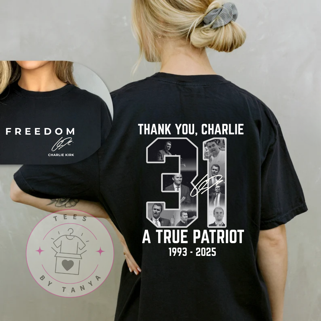 Front & Back Freedom Charlie Kirk Tribute T-Shirt