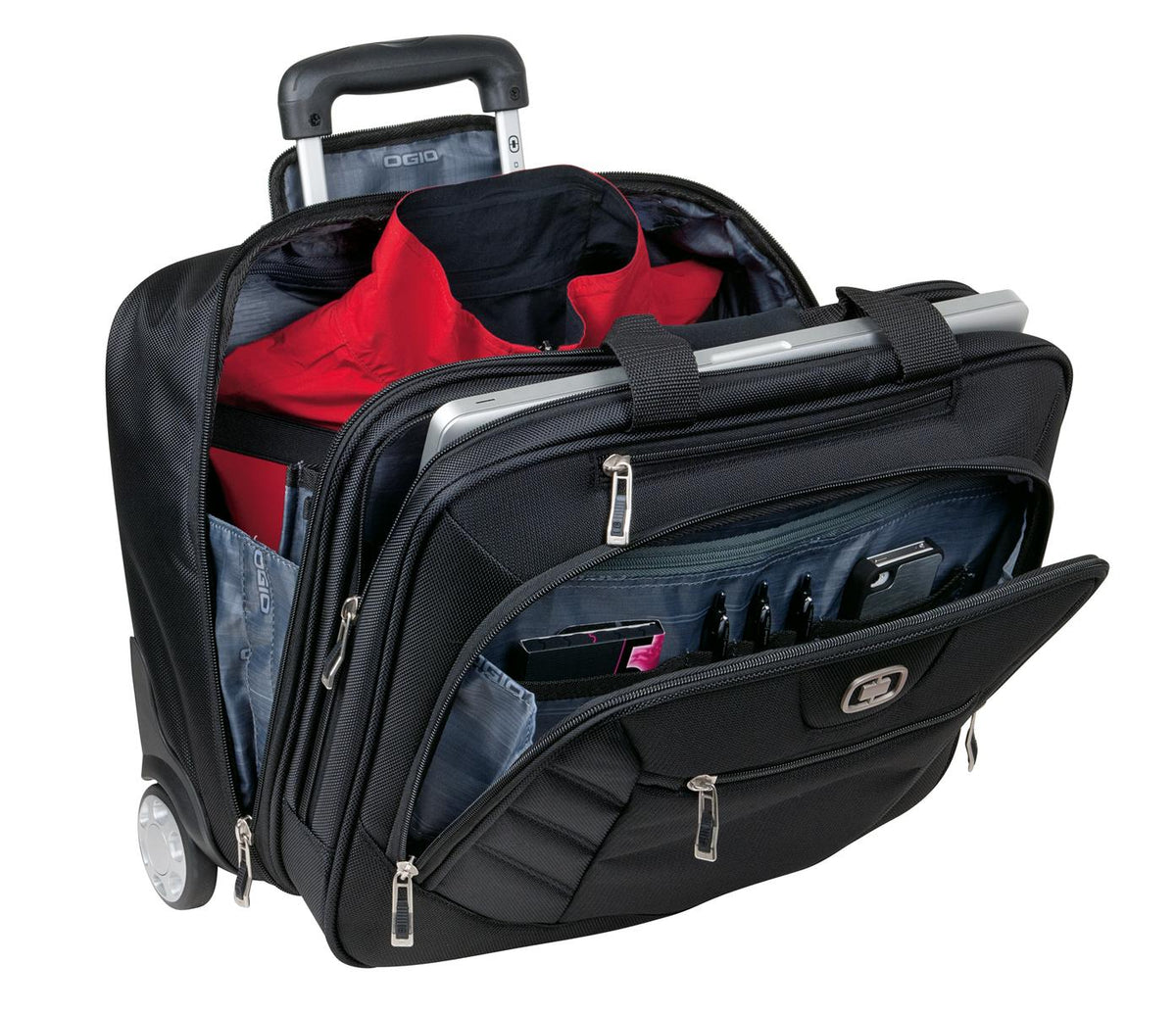 OGIO Lucin Wheeled Briefcase - Black - flat front