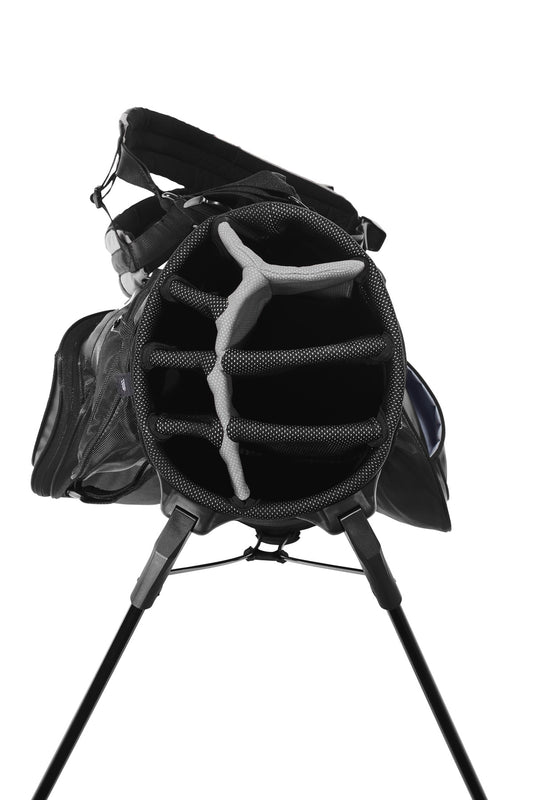 OGIO Vision 2.0 Golf Bag - Black/ Silver - flat front