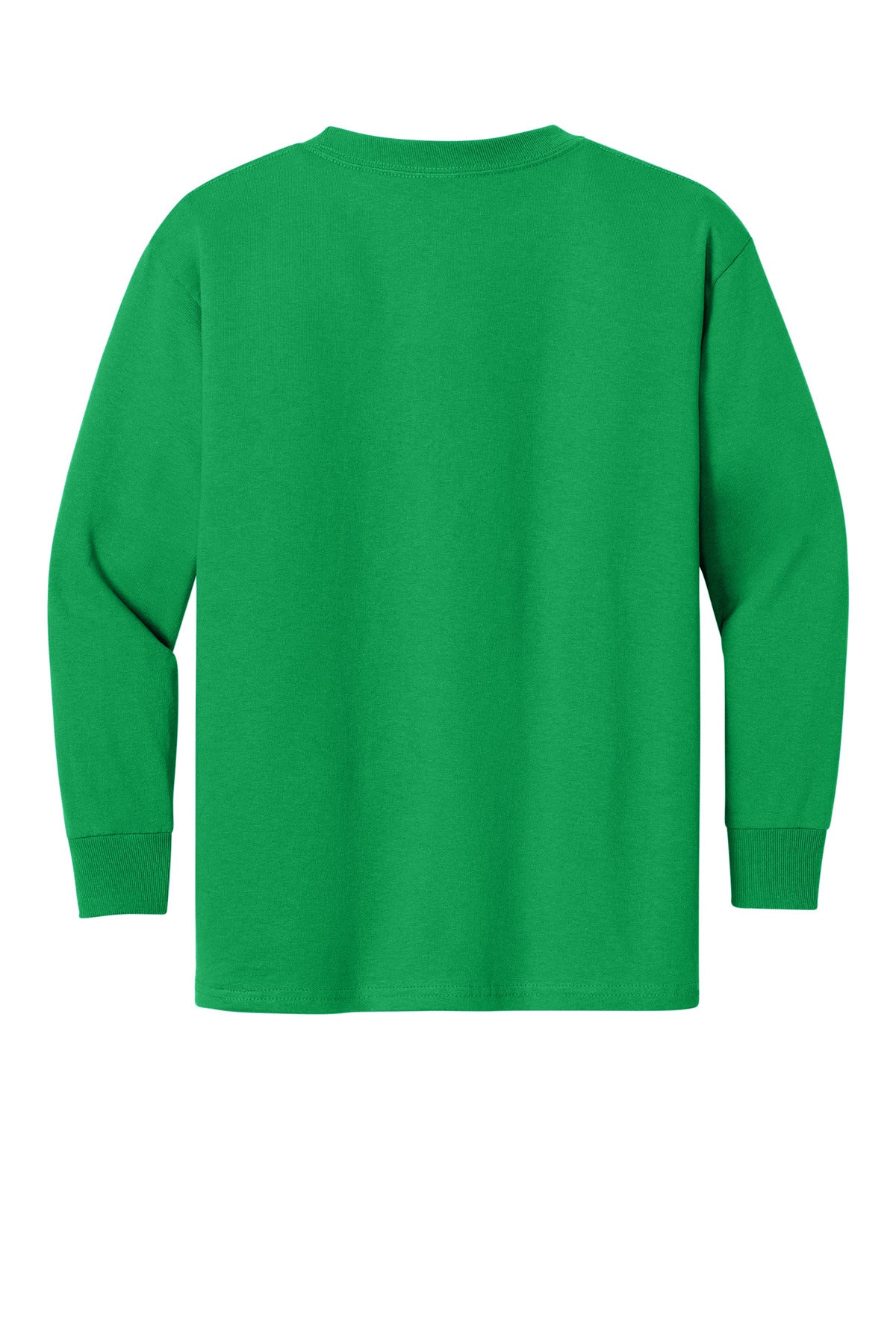 Gildan Youth Heavy Cotton 100% Cotton Long Sleeve T-Shirt - Irish Green - flat back