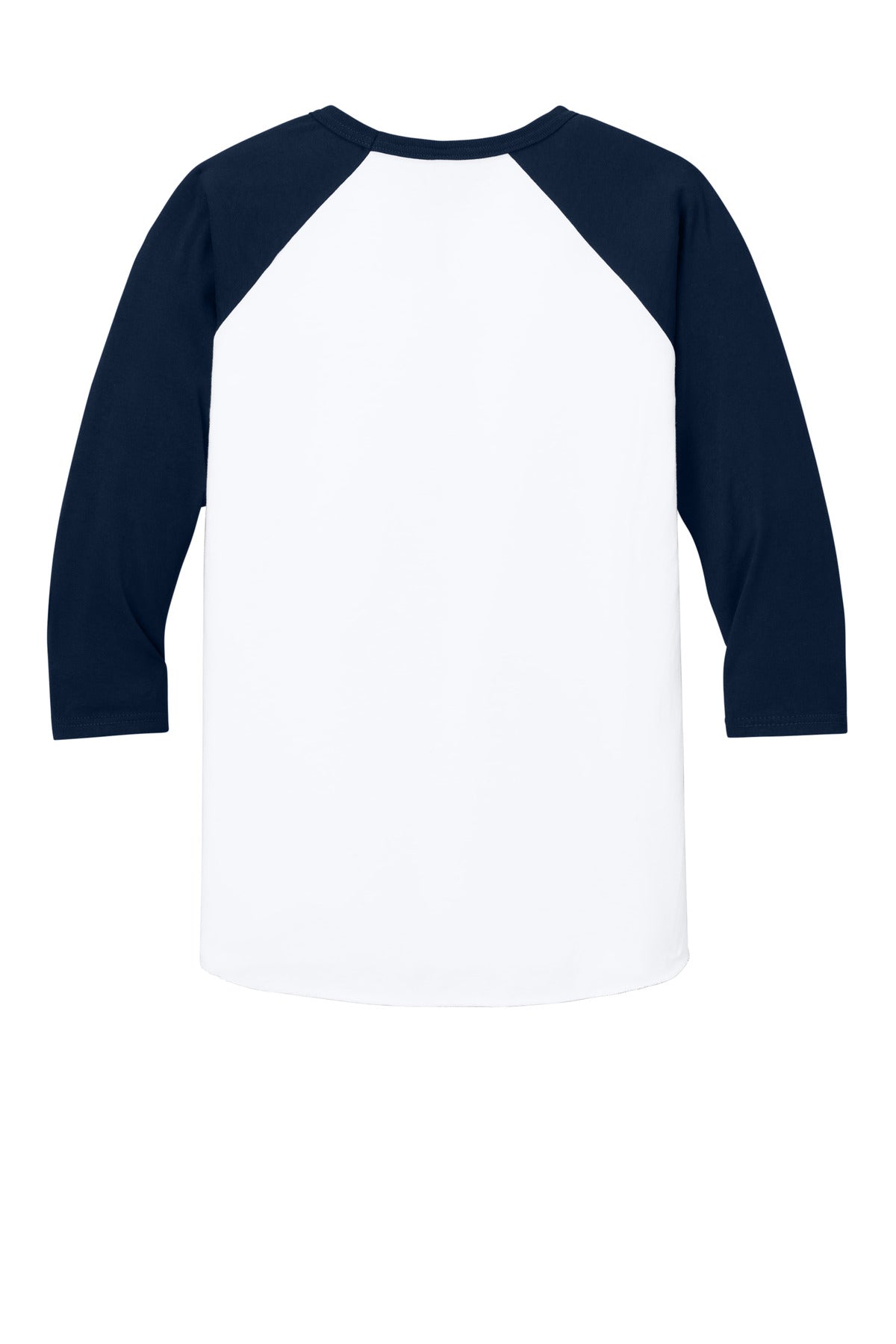 Jerzees Unisex Premium Blend Combed Ring Spun 3/4-Sleeve Raglan - White/ J. Navy - flat back