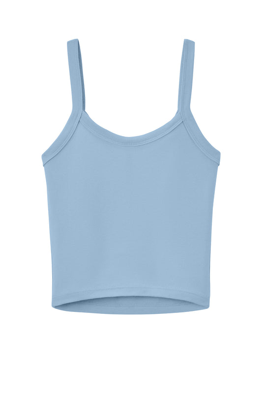 BELLA+CANVAS Women's Micro Rib Spaghetti Strap Tank - Solid Baby Blue Blend - flat back