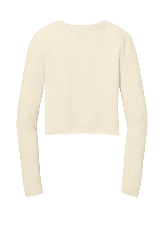 BELLA+CANVAS Women's Micro Rib Long Sleeve Baby Tee - Solid Natural Blend - flat back