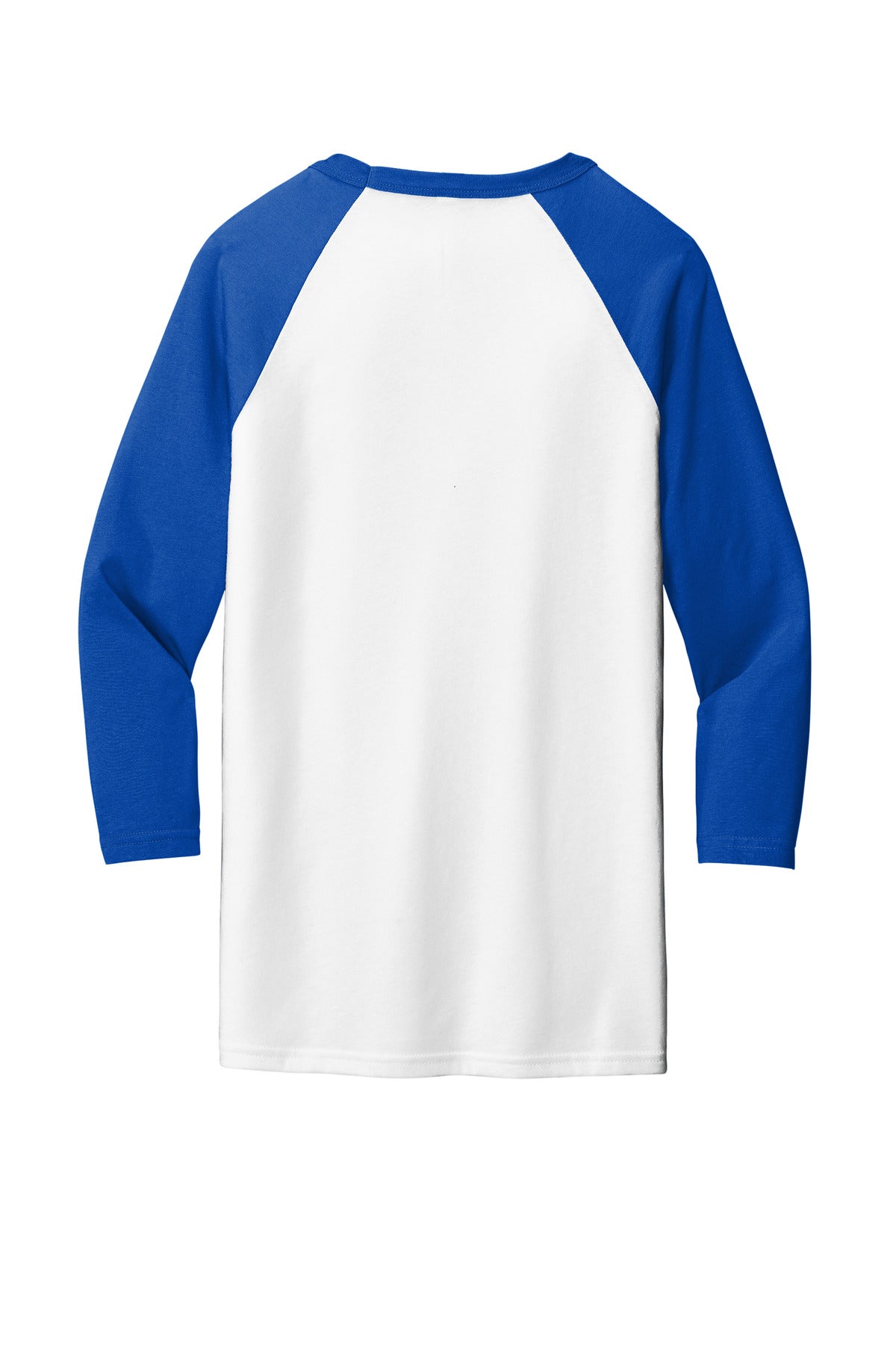 BELLA+CANVAS Unisex 3/4-Sleeve Baseball Tee - White/ True Royal - flat back