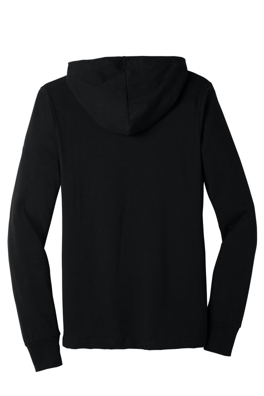 BELLA+CANVAS Unisex Jersey Long Sleeve Hoodie - Black - flat back