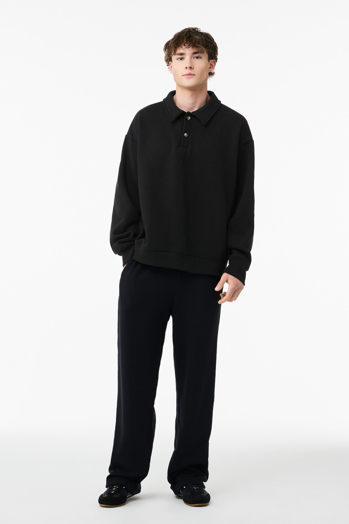 BELLA+CANVAS Unisex 10-Ounce Polo Sweatshirt - Black - front