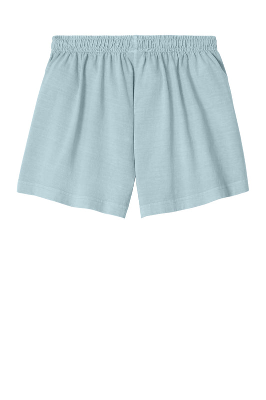 BELLA+CANVAS Women's Heavyweight Garment-Dyed Short - Light Washed Denim - flat back