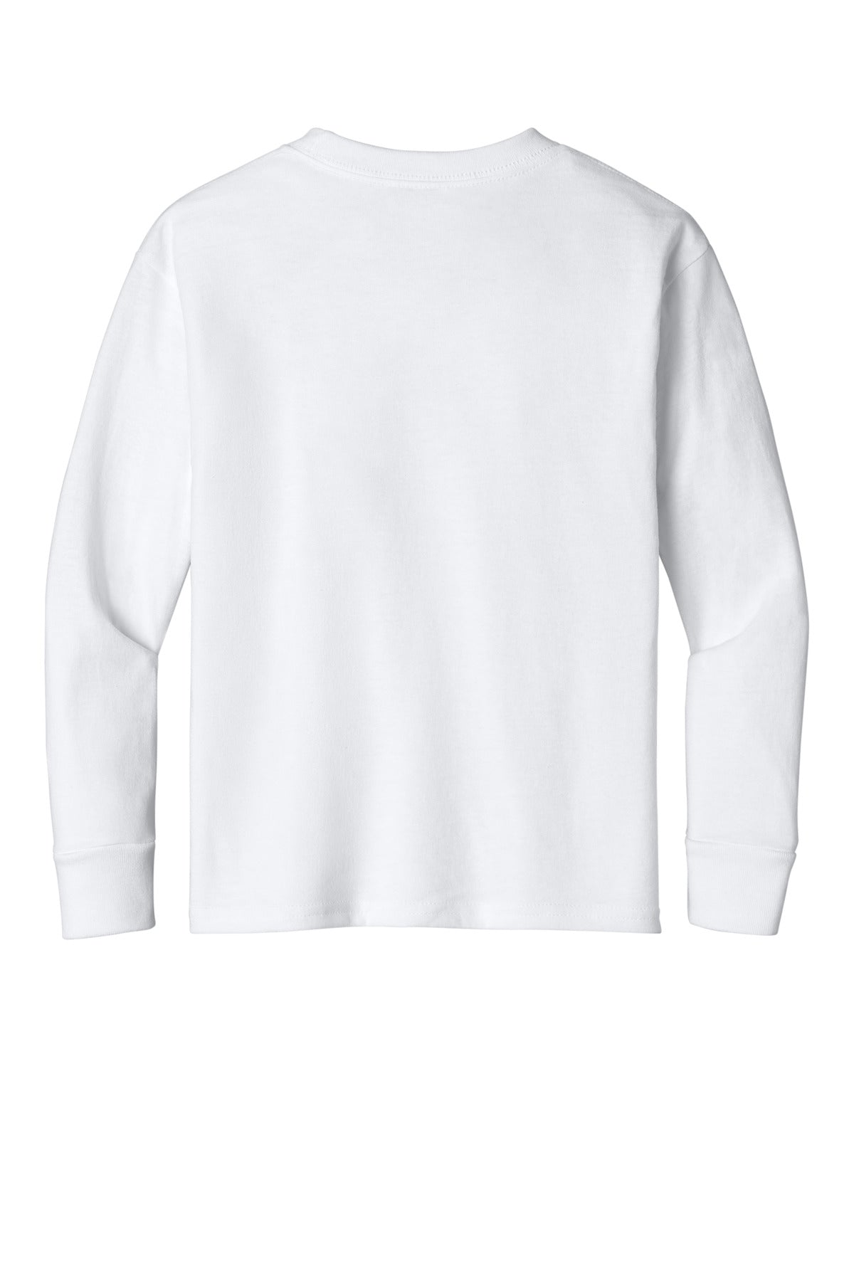 Champion Youth Jersey Long Sleeve Tee - White - flat back