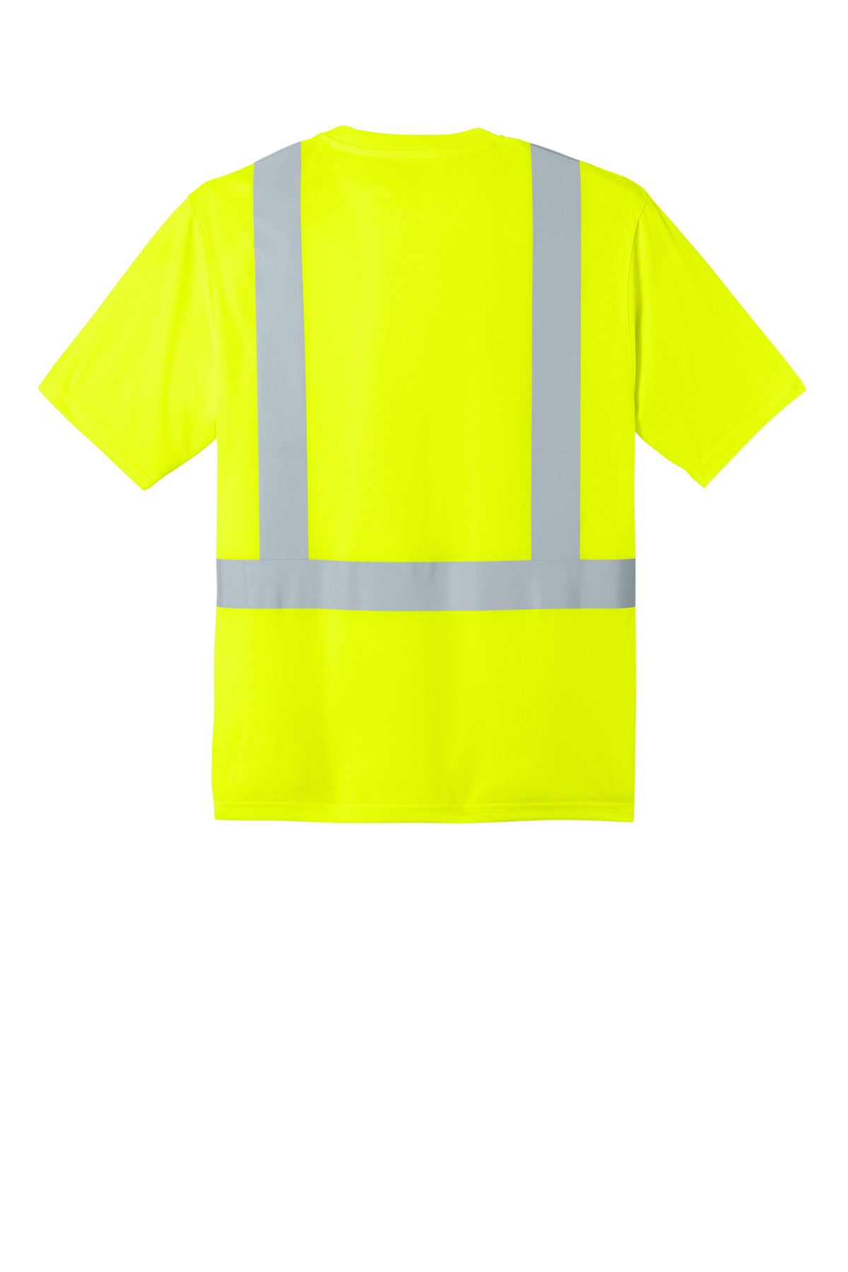 CornerStone ANSI 107 Class 2 Short Sleeve Mesh Blocked Tee - Safety Yellow/ Black - flat back