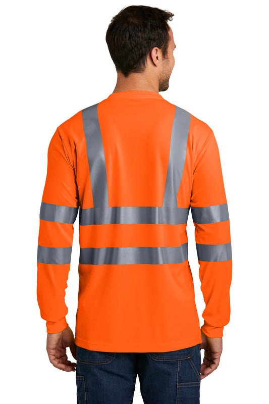 CornerStone ANSI 107 Class 3 Long Sleeve Snag-Resistant Reflective T-Shirt - Safety Orange - back