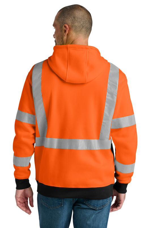 CornerStone A107 Class 3 Heavy-Duty Fleece Full-Zip Hoodie - Safety Orange - back