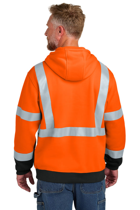 CornerStone ANSI 107 Class 3 Heavy-Duty Fleece Pullover Hoodie - Safety Orange - back