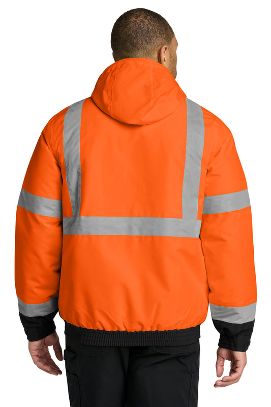 CornerStone ANSI 107 Class 3 Economy Waterproof Insulated Bomber Jacket - Safety Orange - back