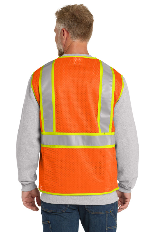 CornerStone ANSI 107 Class 2 Surveyor Zippered Two-Tone Vest - Safety Orange - back