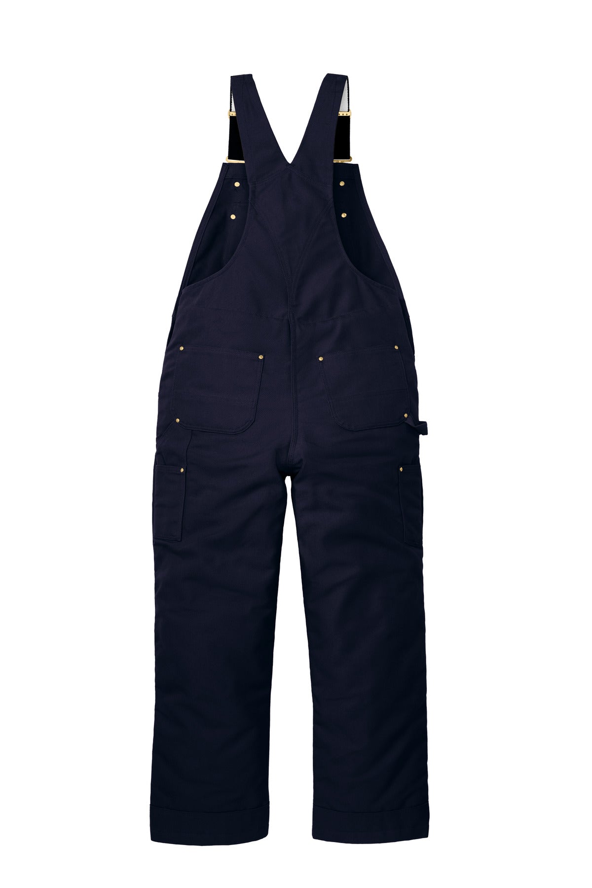 Carhartt Firm Duck Insulated Bib Overalls - Dark Navy - flat back