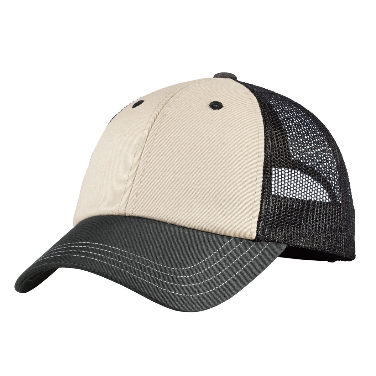 District Tri-Tone Mesh Back Cap - Sandstone/ Charcoal/ Black - front