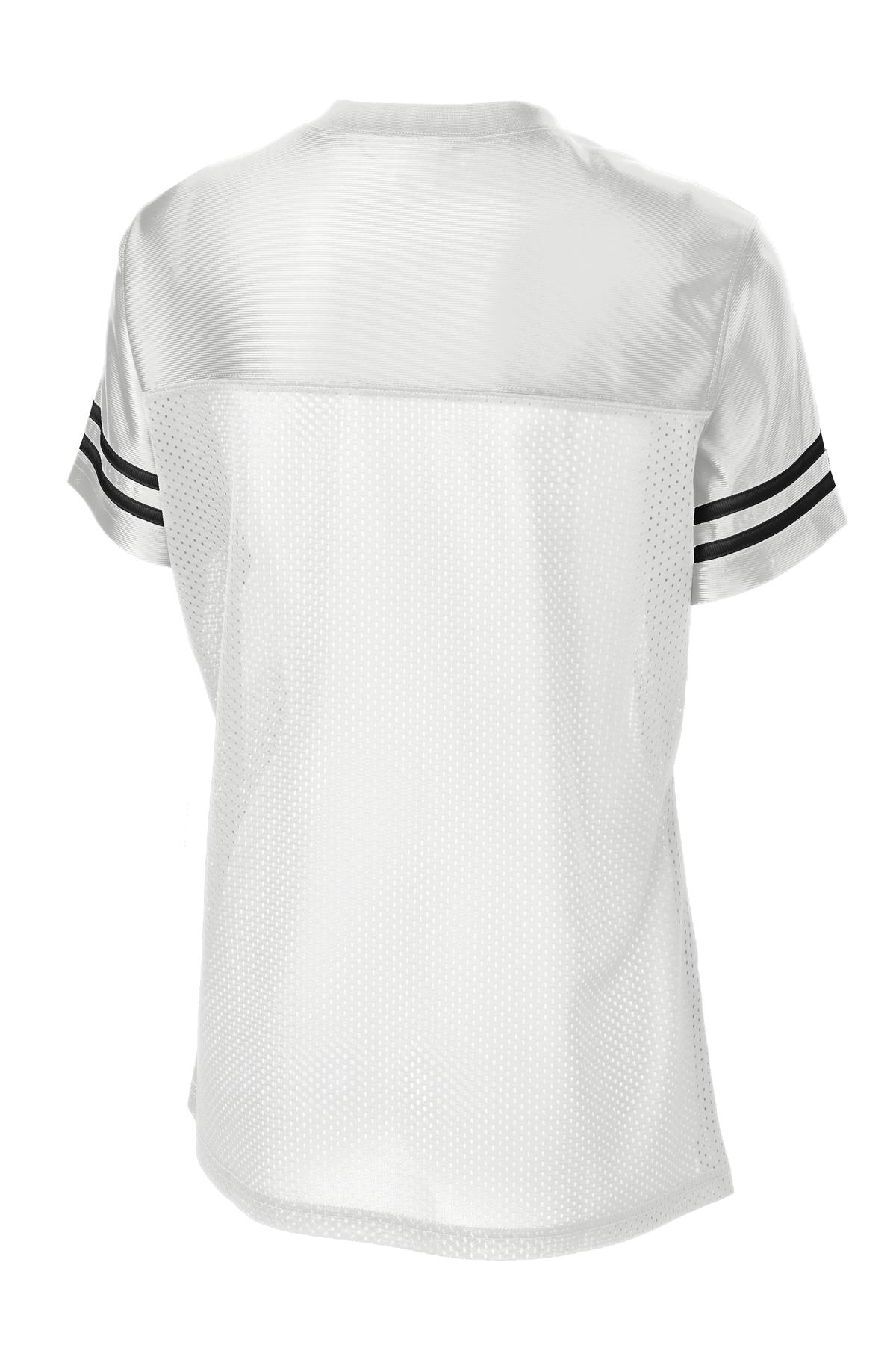 Sport-Tek Women's PosiCharge Replica Jersey - White/ Black - flat back