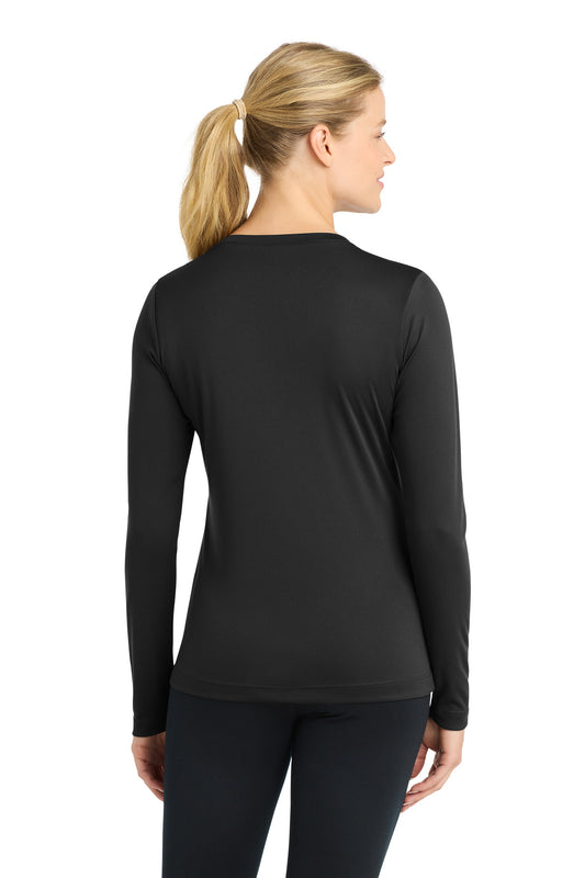 Sport-Tek Women's Long Sleeve PosiCharge Competitor V-Neck Tee - Black - back