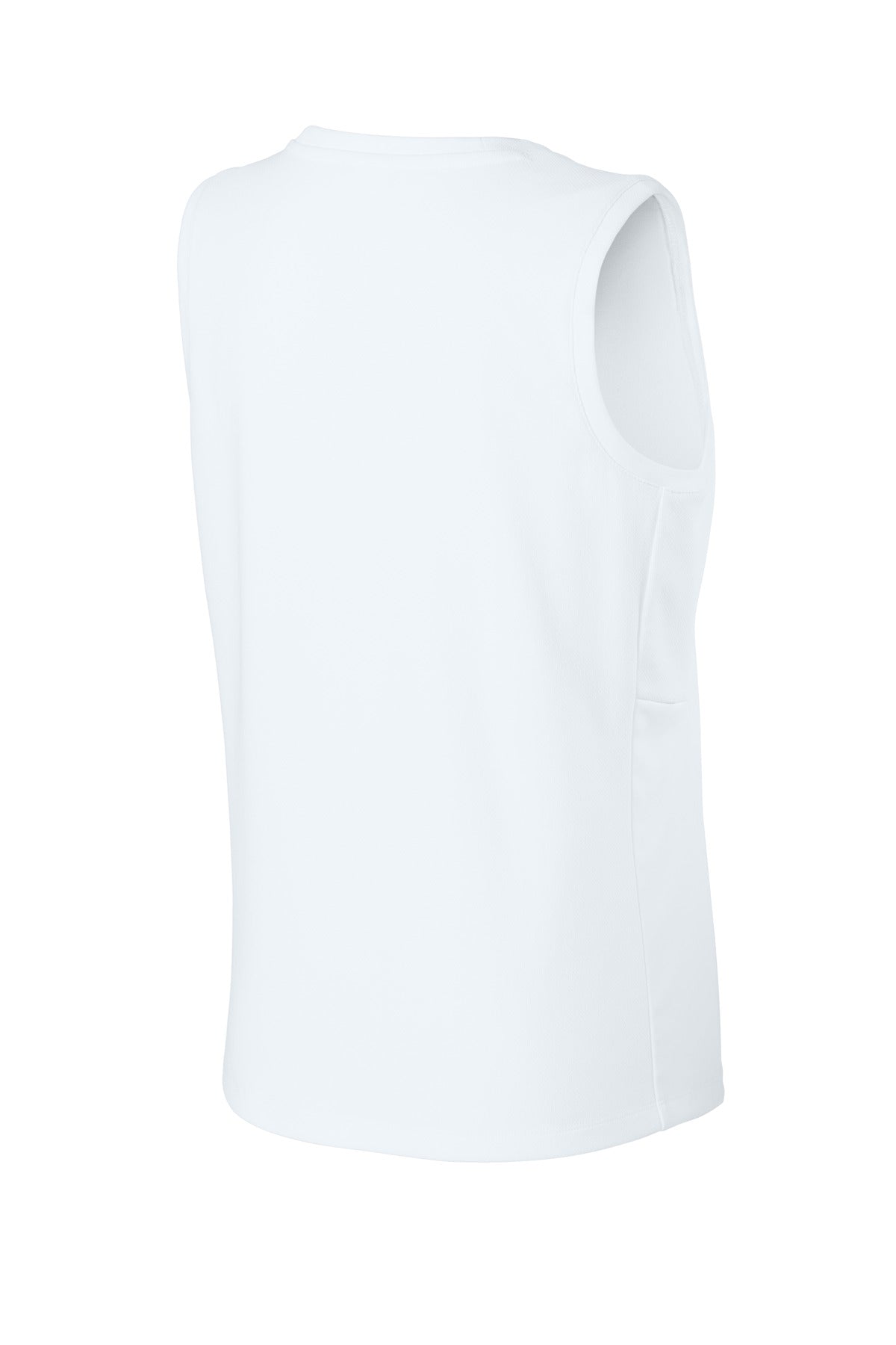 Sport-Tek Women's Club Sleeveless V-Neck - White/ White - flat back