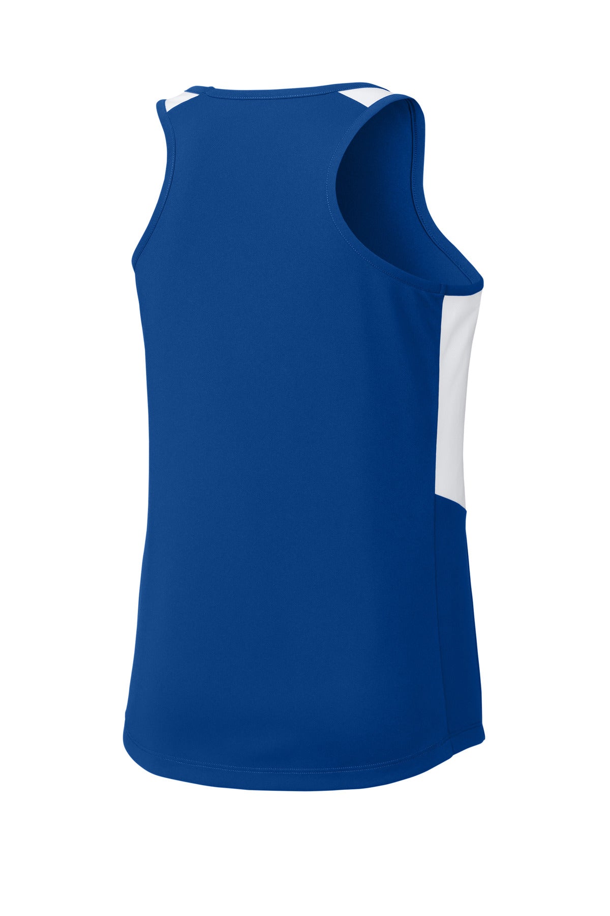 Sport-Tek Women's Club Track Tank - True Royal/ White - flat back