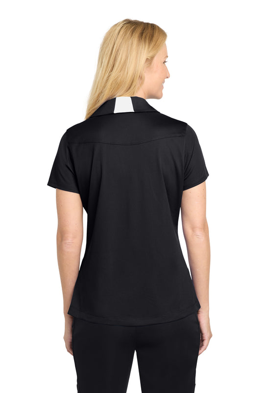 Sport-Tek Women's Side Blocked Micropique Sport-Wick Polo - Black/ White - back