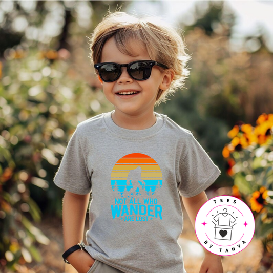 Youth Bigfoot Not All Who Wander Are Lost Shirt