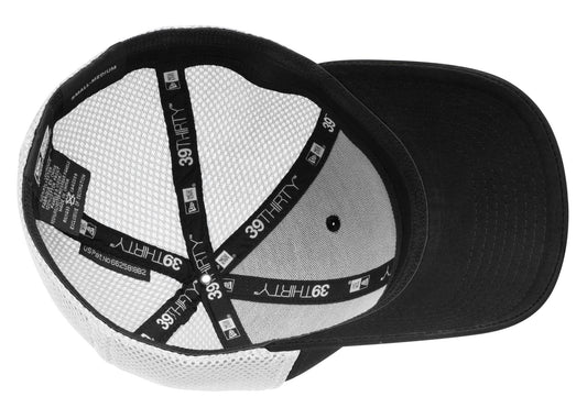 New Era Stretch Mesh Cap - Black/ White - flat front