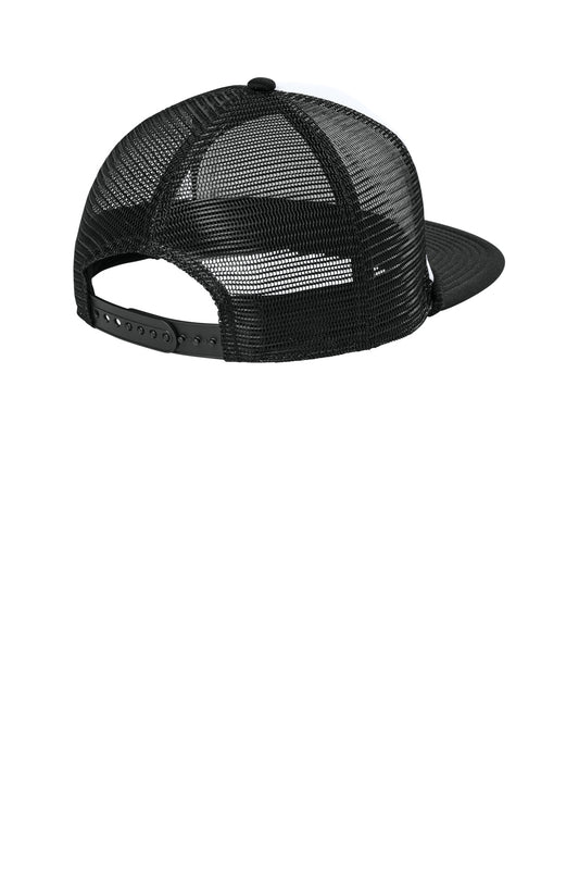 New Era Foam Rope Trucker Cap - White/ Black/ Black - flat back