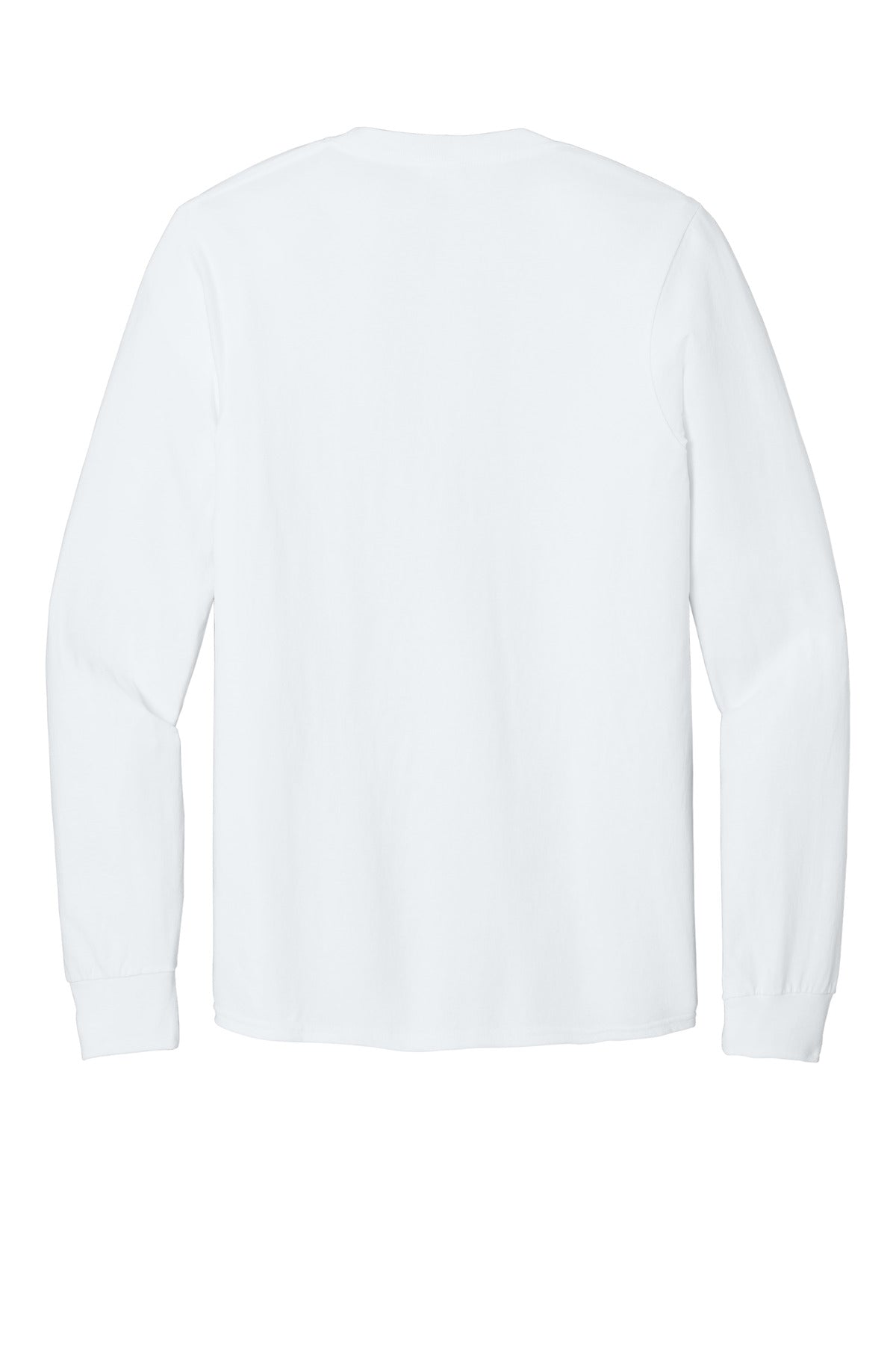 Port & Company Long Sleeve Core Cotton Tee - White - flat back