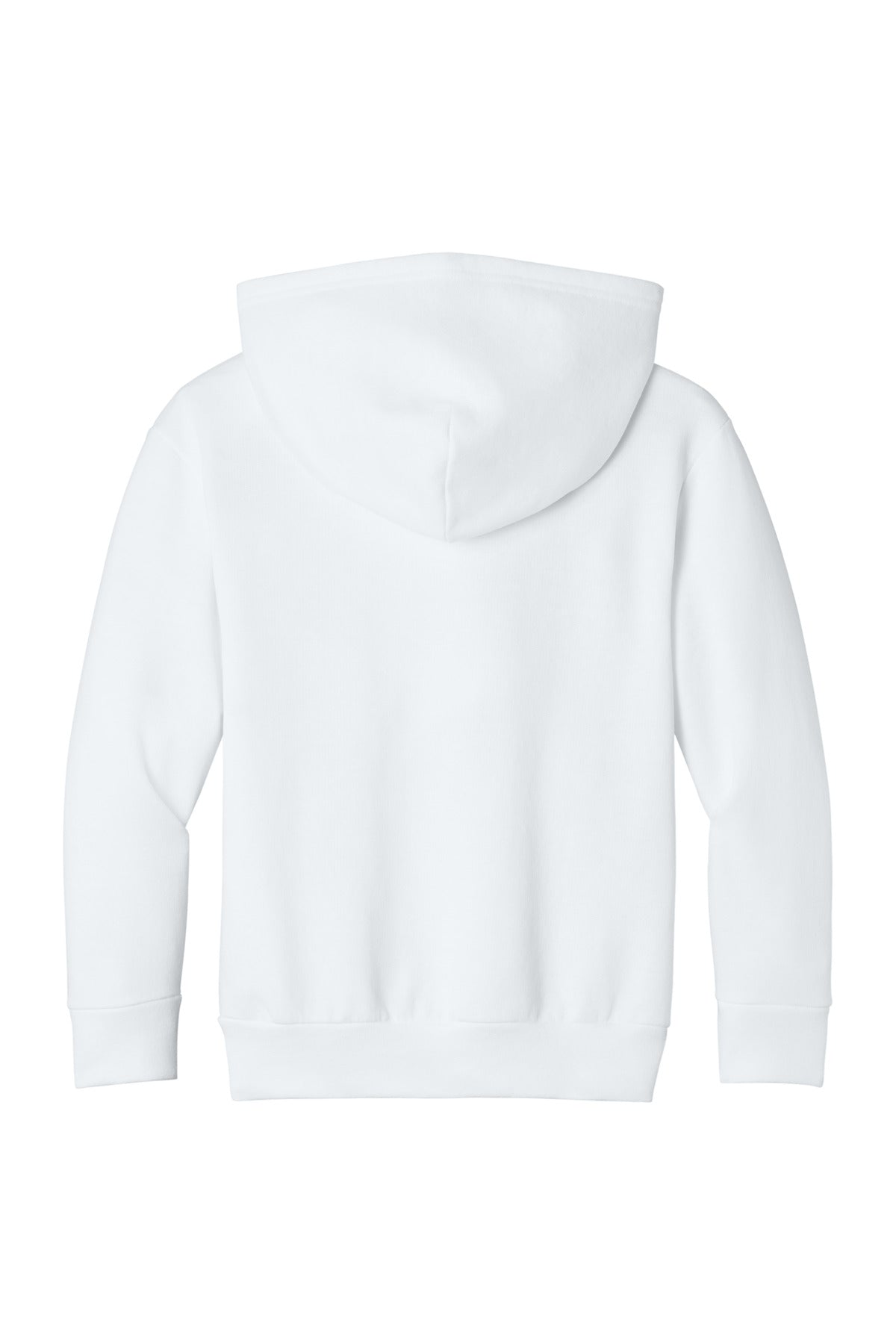Port & Company Youth Easy Fleece Pullover Hooded Sweatshirt - White - flat back