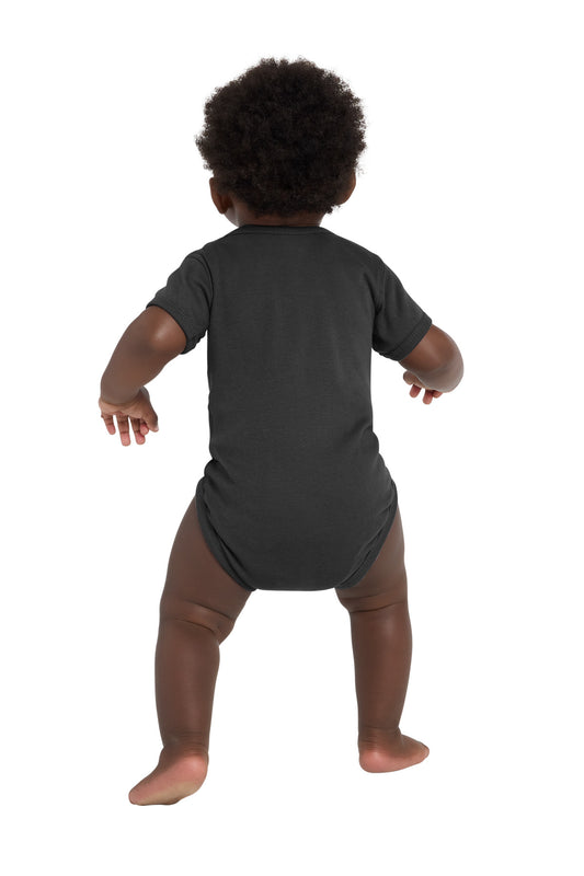 Rabbit Skins Infant Short Sleeve Baby Rib Bodysuit - Black - back