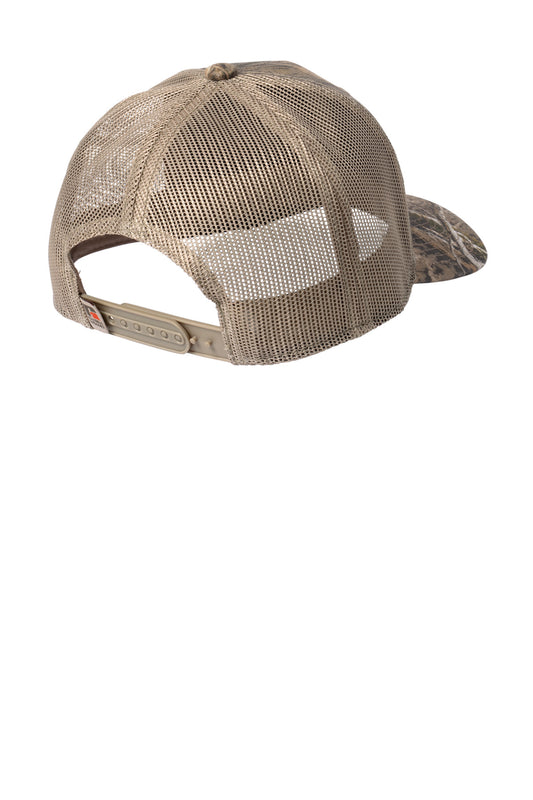 Russell Outdoors Camo Snapback Trucker Cap - Mossy Oak DNA/ Khaki - flat back