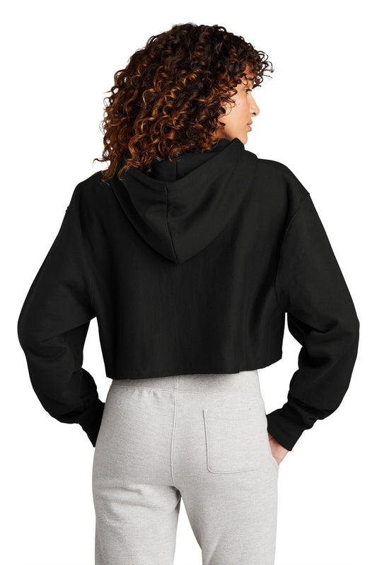 Champion Women's Reverse Weave Cropped Cut-Off Hooded Sweatshirt - Black - back