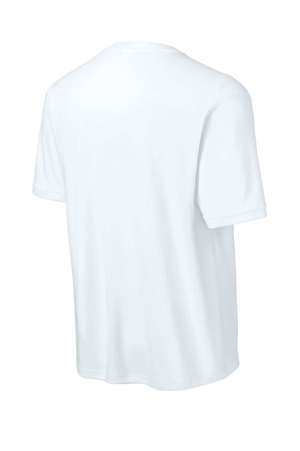 Sport-Tek Club Short Sleeve Crew - White/ White - flat back