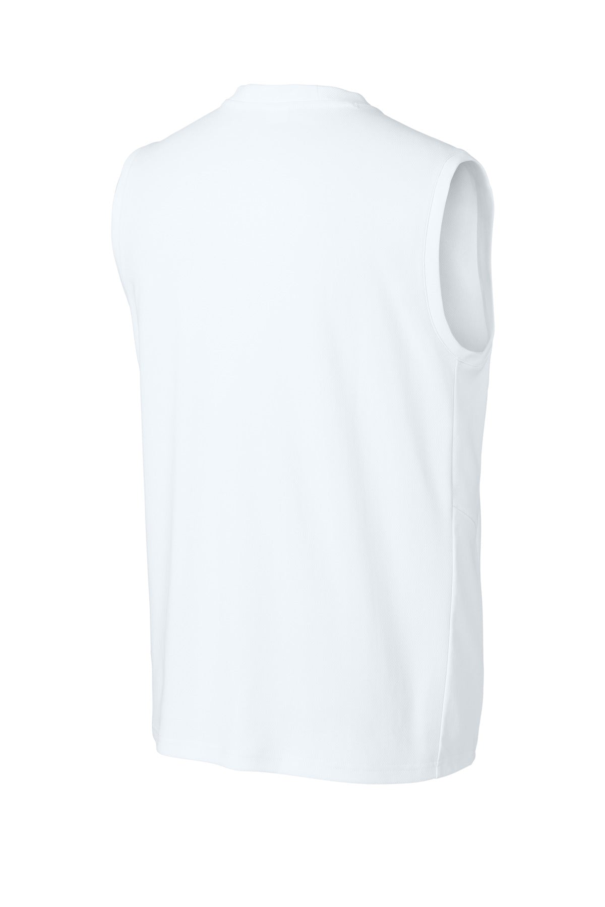 Sport-Tek Club Sleeveless V-Neck - White/ White - flat back