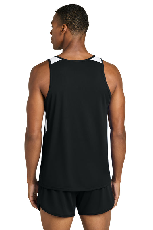 Sport-Tek Club Track Tank - Black/ White - back